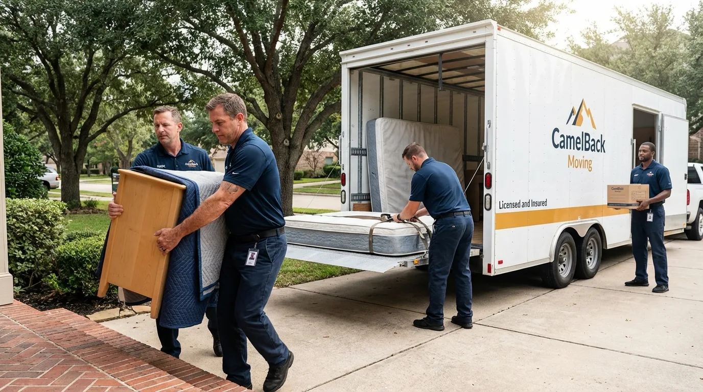 Crew loading residential truck for cross-state move from Hobart, IN